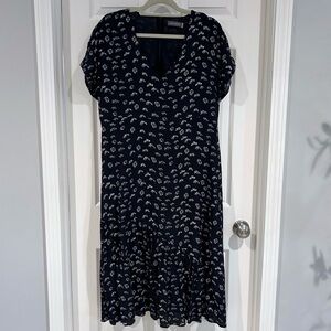 Mint Velvet Boho V-Neck Lined Maxi Dress US 14/UK 18 Asymmetric Ruffle Classy